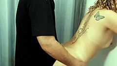 a perverted couple sneaks into a store dressing room for fun