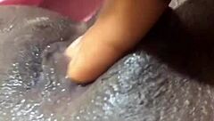 Homemade Ebony Solo Masturbation with Bent Over Ass and Pussy Lips Teasing Until Creampie Finish