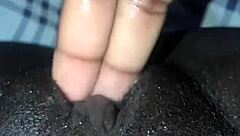 Homemade Ebony Solo Masturbation with Bent Over Ass and Pussy Lips Teasing Until Creampie Finish