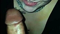 Sexy young brunette sucks massive black cock and receives huge facial cumshot in amateur homemade video