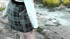 BEAUTIFUL BRUNETTE MILF GETS RANDOM PASSERBY TO JERK OFF DICK AND CUM IN PANTIES OUTDOORS IN PUBLIC!