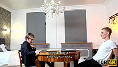 why does this student penetrate the tutor in stockings so fast at home