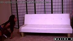 I watch as tattooed Maxine X rides cowgirl style, her big tits bouncing while Camille Black wrecks that pussy with deepthroat orgasms.