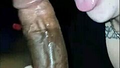 Sexy young brunette sucks massive black cock and receives huge facial cumshot in amateur homemade video