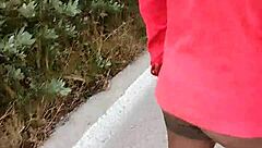 horny mexican prostitute showing ass and natural tits on public road in latina style