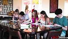 Perverted Blonde Teen 18+ Teacher Emma Starletto Rode Big Cock During The Class