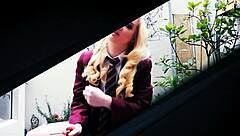 Collared British 18 year old submits to rough domination and huge cumshot in kitchen