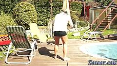 Oh wow, I-I'm this kinky babe sucking off an old man in lingerie, feeling that high definition thrill