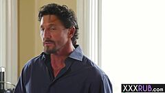 Wet big ass teen Charlotte Cross massages guy's body and dick before swallowing it