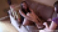 Sadie and Bell boldly suck toes on the couch