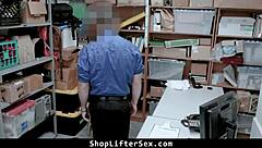 teen caught stealing clothes from mall gets fucked hard by officer in office