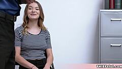 Why Would Cute Petite Teen Shoplifter Satisfy Mall Cop with Rough Doggystyle Sex?