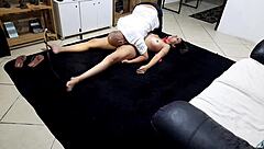 Blonde had her bra and panties ripped off before naughty neighbor fingered her natural tits and filled her with creampie.