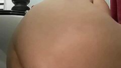 the prostitute stretches her ass with eggplant and bottle until she cums without limits