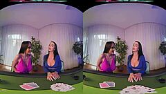 vrhush intense threesome riding and blowjob with lady gang and jennifer mendez pov