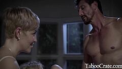 teen rides old man in cowgirl after blowjob turning into rough doggystyle with best friends parents at holiday