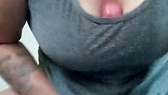 Whoa, thekinkyfuckers tattooed brunette fucks dildo with her titties hard!