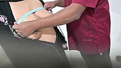 tailor gropes hijab lady's big tits ass during tight blouse measurements