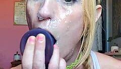 Vanessa hastings surprises with messy deepthroat on dildo involving spit and choking for fetish fun