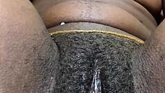 hey check this black babe's hairy wet pussy solo play