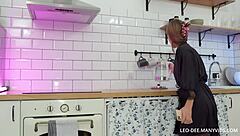 skye young takes anal vibe deep in kitchen closeup