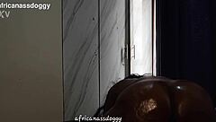 Soft jiggly ebony ass bounces on oiled big black cock