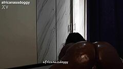 Soft jiggly ebony ass bounces on oiled big black cock