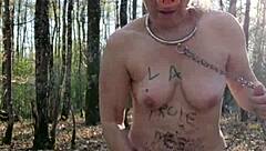 Bound milf slave humiliated outdoors in bdsm doggystyle!