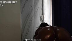 Soft jiggly ebony ass bounces on oiled big black cock