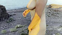 check out this wild outdoor indoor close-up creampie douching pov mix