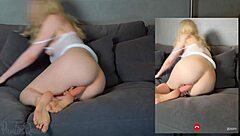 sexy teacher flashes hairy pussy riding dildo in see-through outfits!