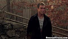 Hey, blow this latina shemale then fuck her ass!