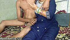 bhabhi sneaks bathroom assplay with husband's small cock friend