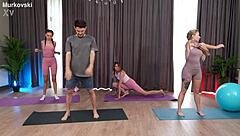 Fitness Trainer Pounds Two Hot Clients Hard