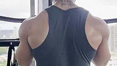 Muscular Bodybuilder Tattoo Legs Solo Workout Tease