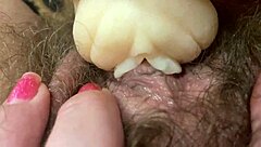 Watch me fuck my hairy big clit tight pussy hardcore dripping wet