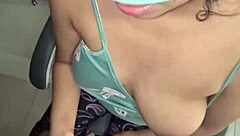 pregnant latina wife sucks stepbro cock and takes cum on lactating tits closeup