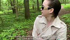 i fuck naughty blonde outside forest public