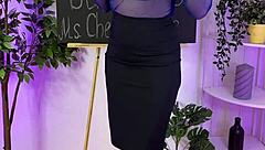 Teacher plugs her fat ass in sexy lingerie for wellness tease