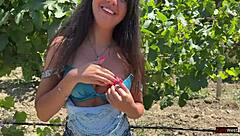 caught that farm hooligan girl and fucked her tight ass rough outdoors