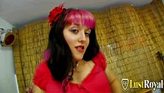 Roze's crazy ginger teen squirts from fingering and anal.