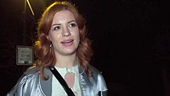 ginger babe squirts soaking public agent's huge cock