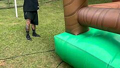 Bikini jet ski mechanical bull naked ride