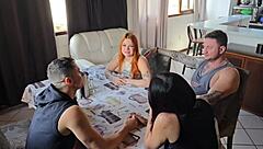 Morning coffee turns into wild couple swap