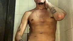 young stud with thick cock jerks off in shower homemade