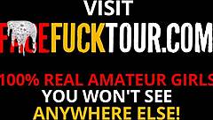 Big lips babe facefucked rough against wall cumshot