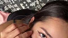 Submissive girlfriend gags on monster cock deepthroat!