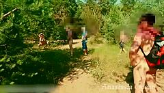 Blonde flashes shaved pussy ass trying clothes open shop door