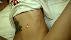 adorable brunette bitch fingers pussy before classmate's hard fuck on cam