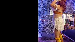 Hotwife Steffi June dances in lingerie, teases big pussy lips with toys